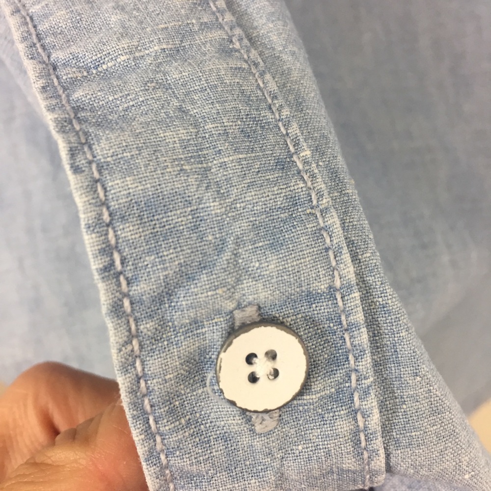 Lucky Brand Chambray Button Up Shirt L - Picture 8 of 8